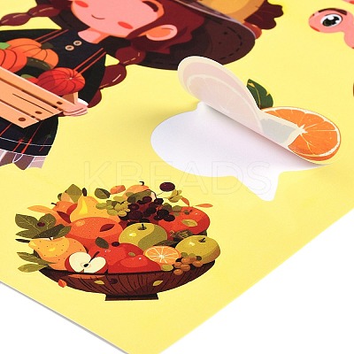 6Pcs Thanksgiving Day Cartoon Paper Self-Adhesive Picture Stickers STIC-C010-30-1