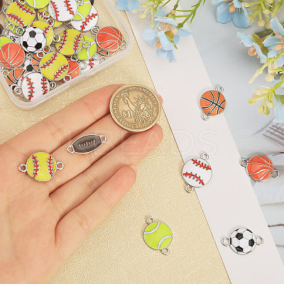 42Pcs 7 Styles Sports Ball Theme Alloy Enamel Connector Charms ENAM-CA0001-81-1