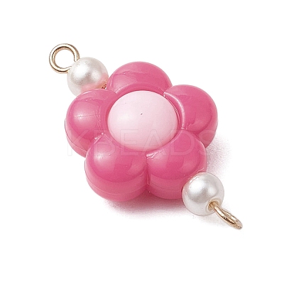 Two Tone Opaque Acrylic & Glass Pearl Flower Connector Charms PALLOY-JF03484-01-1