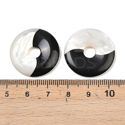 Natural Black Onyx(Dyed & Heated) with Natural White Shell Pendants SSHEL-B006-10-1