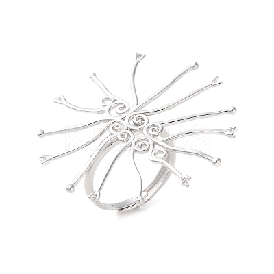 Rhodium Plated 925 Sterling Silver Adjustable Ring Components for Women STER-M092-08P-1