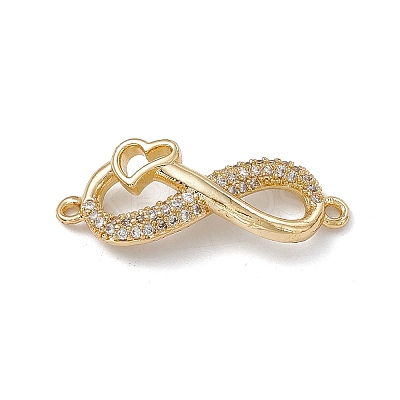 Rack Plating Brass Micro Pave Clear Cubic Zirconia Connector Charms KK-A175-02G-1