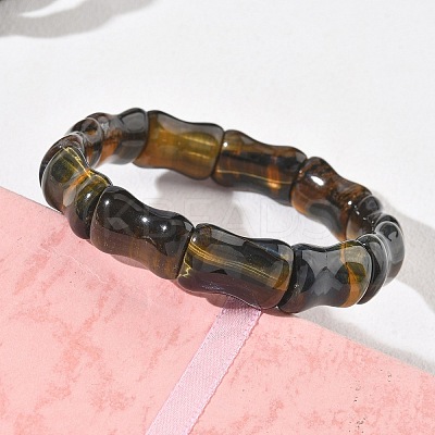 Bamboo Natural Blue Tiger Eye Beads Stretch Bracelets for Women Men BJEW-K304-01J-1