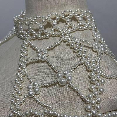 Plastic Imitation Pearl Round Beaded Tassel Bridal Shoulder Arm Chains FS-WGD7178-01-1