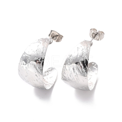 Non-Tarnish 304 Stainless Steel Chunky C-shape Stud Earrings EJEW-P198-05P-1