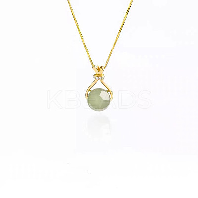 Lucky Bag Brass with Glass Imitation Jade Pendant Necklaces for Women FS-WG73FC0-01-1