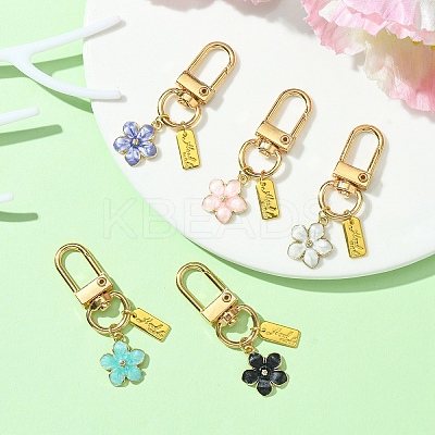 Alloy Enamel Flower Pendant Decorations HJEW-YW00002-1