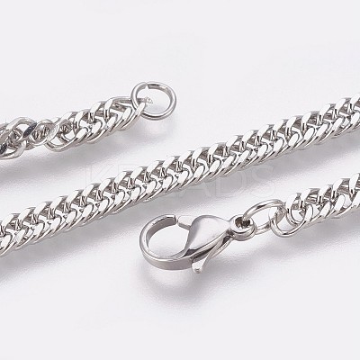 Tarnish Resistant 304 Stainless Steel Curb Chain Bracelets BJEW-P235-12P-1