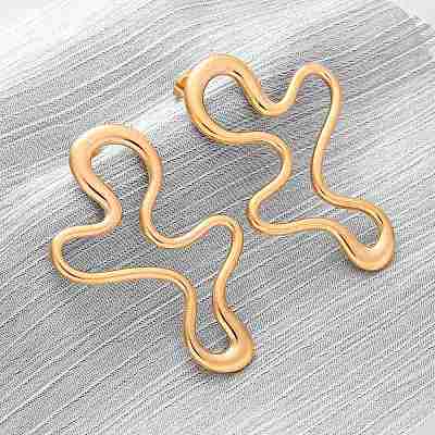 304 Stainless Steel Nuggets Stud Earrings for Women EJEW-A131-03G-1