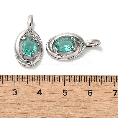 Brass Micro Pave Dark Cyan Cubic Zirconia Pendants KK-H461-02P-1