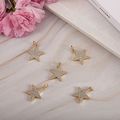 5Pcs Brass Micro Pave Clear Cubic Zirconia Charms ZIRC-SZ0002-64-1