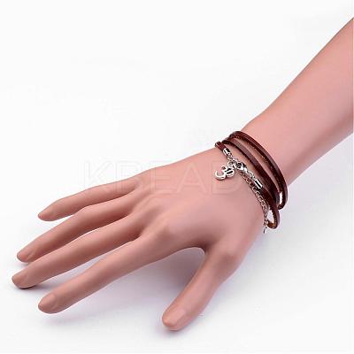 Three Loops Leather Wrap Bracelets BJEW-JB02516-1