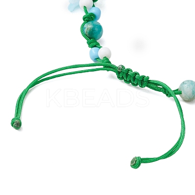 Flower Natural Hemimorphite Braided Bracelets for Women BJEW-TA00625-02-1