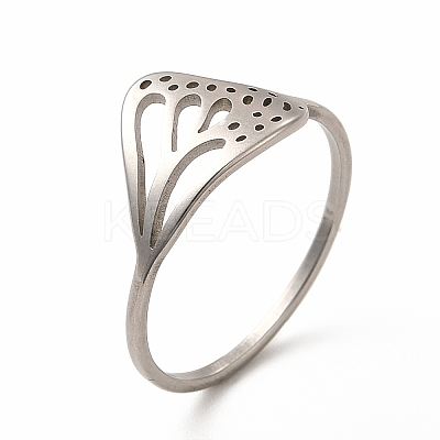 Non-Tarnish 201 Stainless Steel Hollow Out Butterfly Wing Finger Ring for Women LS-RJEW-K239-13P-1