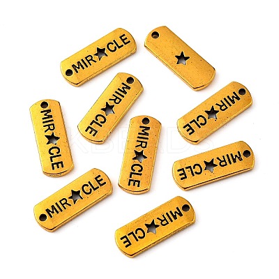 Tibetan Style Alloy Rectangle with Word Miracle Pendants LS-TIBEP-Q043-068AG-RS-1