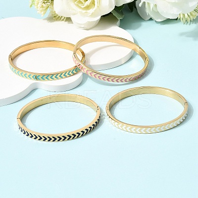 304 Stainless Steel Enamel Hinged Bangles BJEW-D408-35G-1