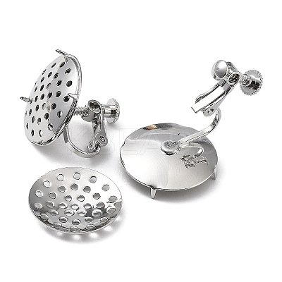 Brass Clip-on Sieve Earring Settings KK-Q785-13P-1