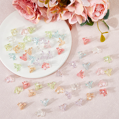 240Pcs 8 Colors Transparent Acrylic Bead Caps OACR-FH0001-050-1
