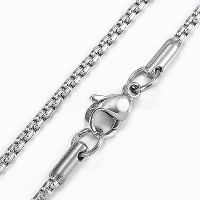 Non-Tarnish 304 Stainless Steel Box Chain Necklaces NJEW-L450-05P-1