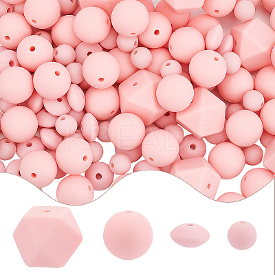 160Pcs 4 Style Food Grade Eco-Friendly Silicone Focal Beads SIL-SC0001-37-1