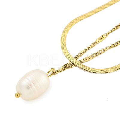 Ion Plating(IP) 304 Stainless Steel Double Layer Necklaces LS-NJEW-S426-05G-1