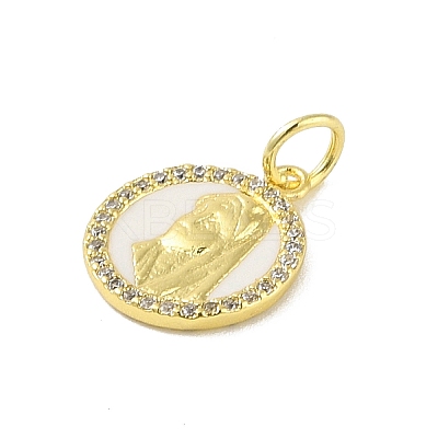 Brass Micro Pave Clear Cubic Zirconia Pendants KK-E111-46G-02-1