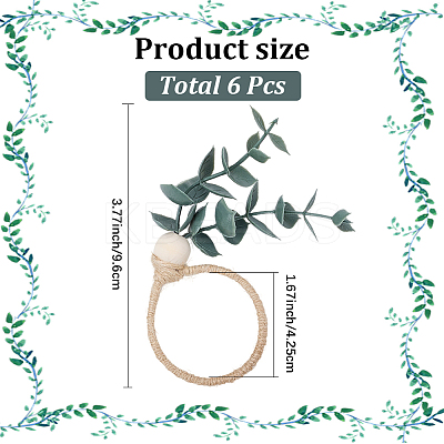 6Pcs PVC Leaf Napkin Rings AJEW-GF0011-03A-1