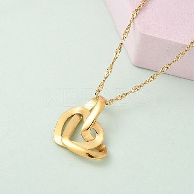 304 Stainless Steel Pendant Necklaces for Women NJEW-U040-02A-G-1