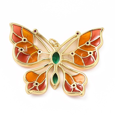 Rack Plating Brass Micro Pave Cubic Zirconia Pendants KK-E281-04G-01-1