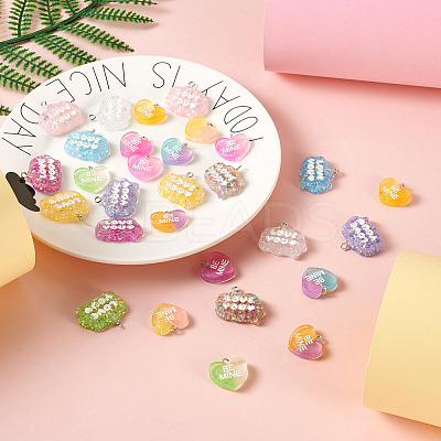 30Pcs 15 Styles Transparent Resin Pendants RESI-CW0001-21-1