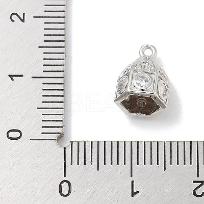 Rack Plating Brass Micro Pave Clear Cubic Zirconia Bead Cap Bails KK-L224-003P-1