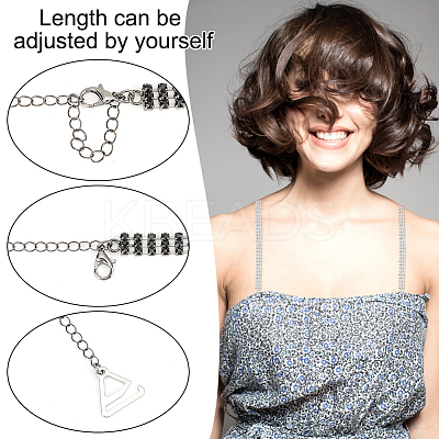 4 Pairs 4 Styles Rhinestone Chain Non-slip Bra Straps FIND-GO0002-51-1