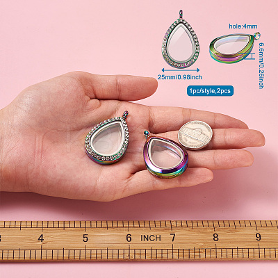 2Pcs 2 Style Alloy Magnetic Locket Pendants PALLOY-TA0002-35M-1