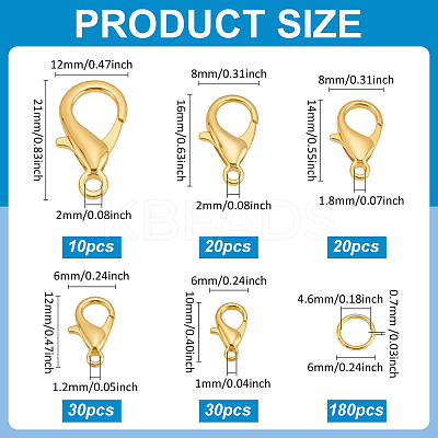 110Pcs 5 Styles Zinc Alloy Lobster Claw Clasps FIND-ME0001-79G-1