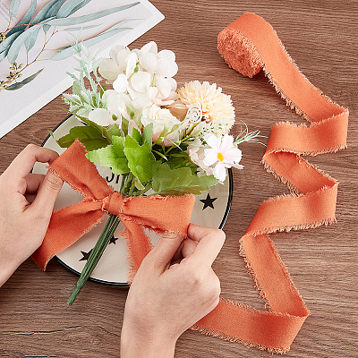 10M Polyester Frayed Ribbon OCOR-WH0094-01C-1