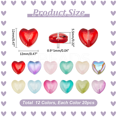 240Pcs 12 Colors Transparent Spray Painted Glass Beads GLAA-PH0003-27-1