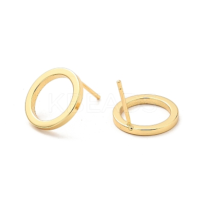 Brass Ring Stud Earrings for Women EJEW-G297-15G-1