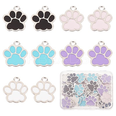 50Pcs 5 Style Alloy Enamel Pendants ENAM-SC0003-22-1