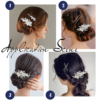 14Pcs 4 Style Wedding Bridal Alloy Rhinestone Hair Bobby Pins DIY-GA0003-90-1
