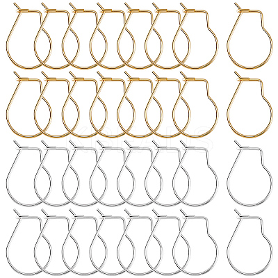 80Pcs 2 Colors  304 Stainless Steel Hoop Earrings Findings STAS-BBC0003-15-1