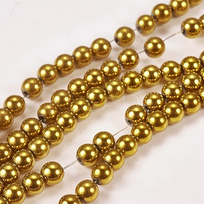 Electroplate Non-magnetic Synthetic Hematite Beads Strands X-G-J169A-4mm-04-1