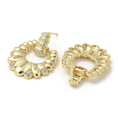 Double Horn Rack Plating Brass Micro Pave Cubic Zirconia Dangle Stud Earrings EJEW-F331-23G-1