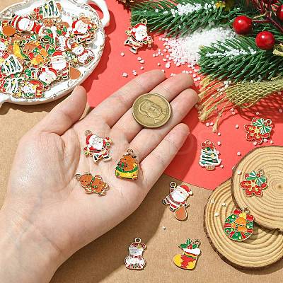 40Pcs 10 Styles Christmas Alloy Enamel Pendants FIND-CJ0003-32-1