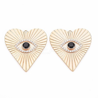 Brass Micro Pave Clear & Black Cubic Zirconia Pendants KK-S356-752-1