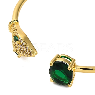 Snake Rack Plating Brass Micro Pave Cubic Zirconia Cuff Bracelets for Women BJEW-M040-05G-1