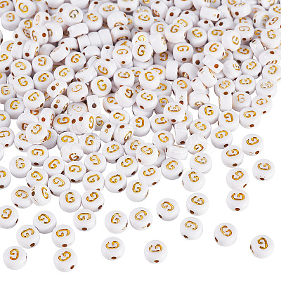 500Pcs Plating Acrylic Beads PACR-TADJ0001-01G-1