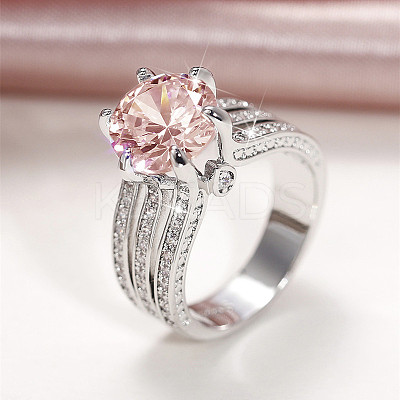 Brass Micro Pave Cubic Zirconia Finger Rings for Women FS-WGB56BB-24-1