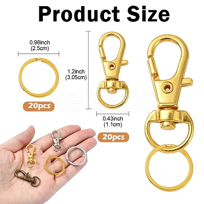 DIY Alloy Swivel Lobster Claw Clasps & Iron Split Key Rings Keychain Finding Kits DIY-YW0010-44AB-1