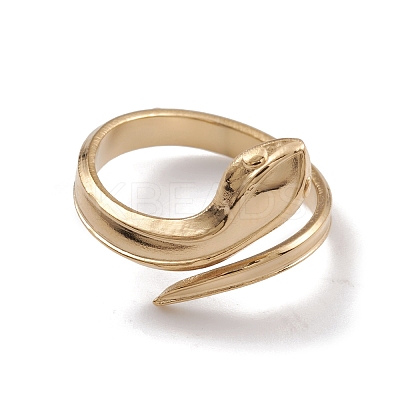 Ion Plating(IP) 304 Stainless Steel Snake Open Cuff Rings for Women RJEW-G285-59G-1