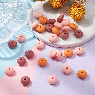 20Pcs 4 Colors Food Grade Eco-Friendly Silicone Focal Beads SIL-YW0001-12C-1